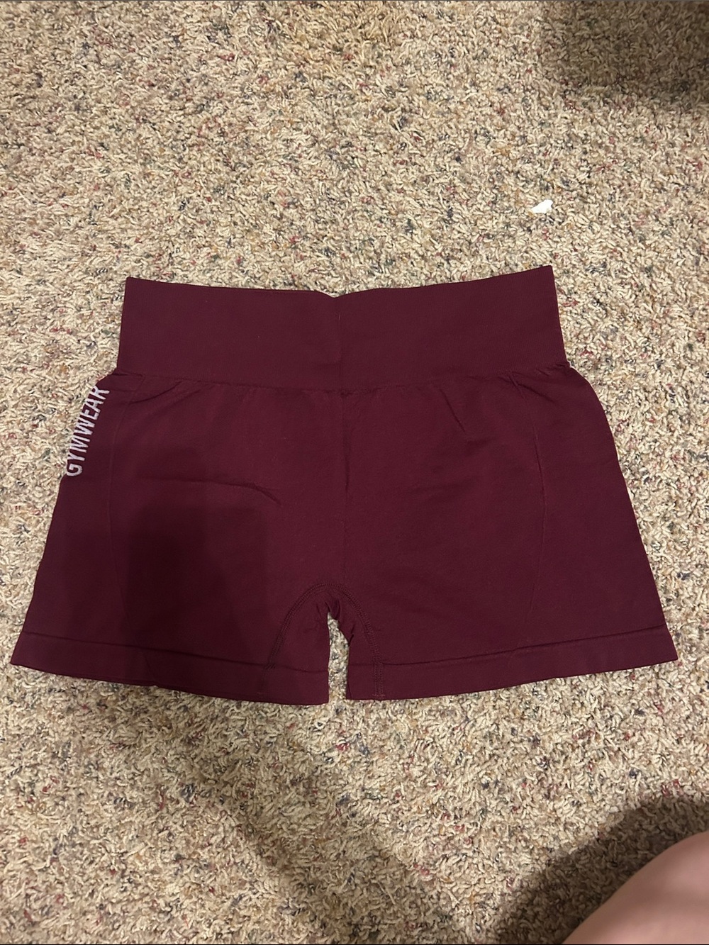High-Waist Wine Bike Shorts with Wide Supportive Waistband